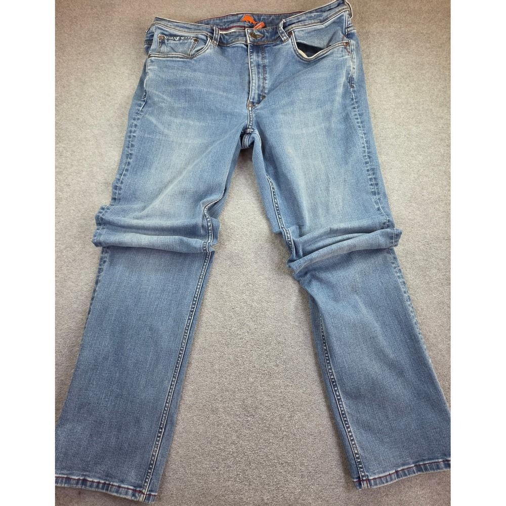 Tommy Bahama Jeans Men 38x34 Medium Wash Straight Fit Denim Palm Print Waistband